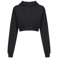 thumbnail image 3 of Sudadera corta con capucha para mujer, suéter corto de manga larga, informal, Sexy, 3 of 3