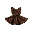 thumbnail image 3 of Douhoow Toddler Girl Suspender Skirts Solid Color Corduroy Sleeveless Ruffles Skirt, 3 of 9