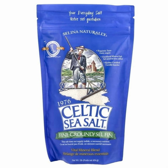 Celtic Sea Salt, Fine Ground, Vital Mineral Blend, 1 lb Pack of 4