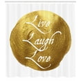 thumbnail image 3 of Ambesonne Live Laugh Love Shower Curtain, Big Spot Words, 69"Wx84"L, Pale Coffee Yellow, 3 of 3