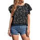 thumbnail image 2 of Blusa de manga corta para mujer con cuello redondo y estampado casual con volantes Pompotops  hfajkhk129308, 2 of 8