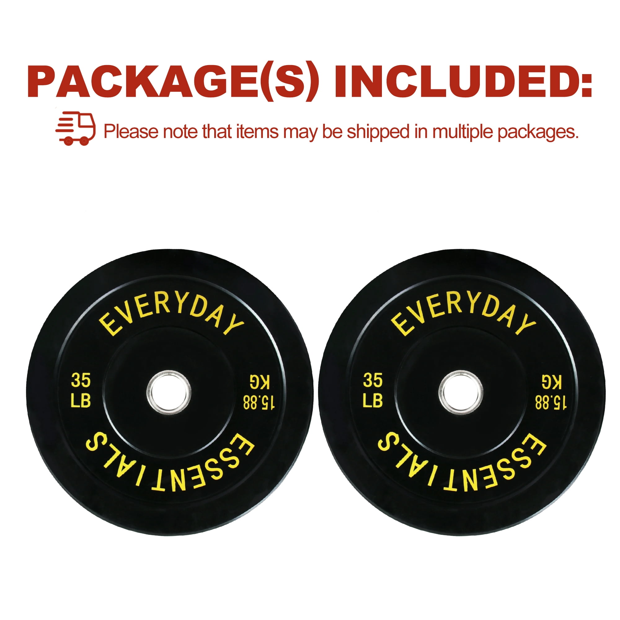 FlexWave Bumper Weight Plates, 35 lb Pair, Black, 2-Inch Hole