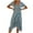 Blue, variant on Ichuanyi Dresses for Women 2022, Fall Fashion Women Summer Ruffle Bandage Casual V-Neck Print Short Sleeve Dress