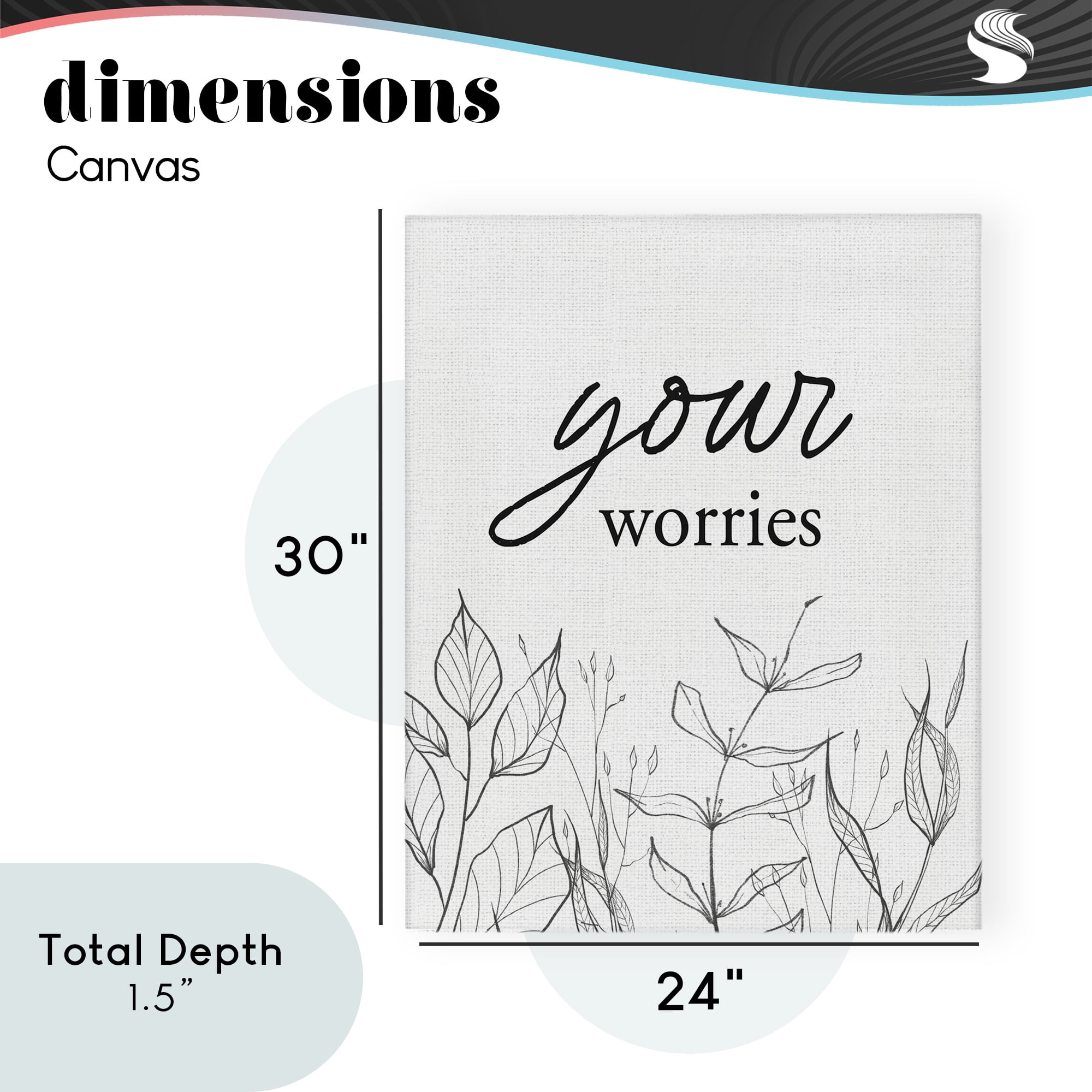 Your Worries Minimalist Leaves Canvas Wall Art, design by Lettered and Lined