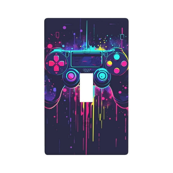 TEQUAN Toggle Light Switch Wall Plate, Game Controller Gamer Gamepad Decorate Wallplate Covers, 1-Gang