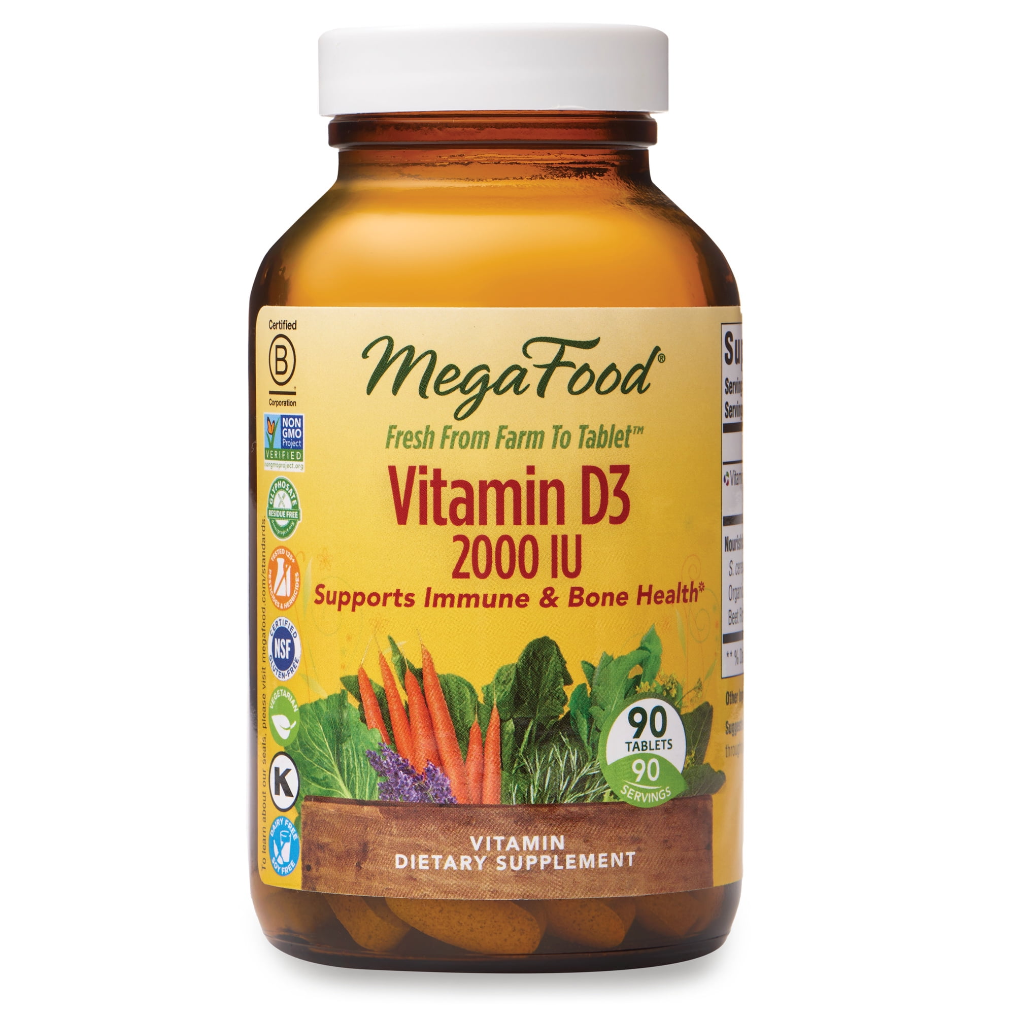 MegaFood, Vitamin D3 2000 IU, Immune and Bone Health Support, Vitamin