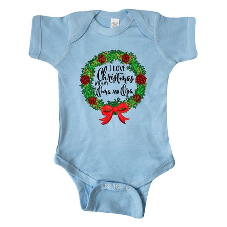 

Inktastic I Love Christmas with My Oma and Opa Wreath Gift Baby Boy or Baby Girl Bodysuit