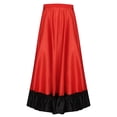 thumbnail image 3 of Alvivi Kids Girls Ruffles Layers Spanish Flamenco Belly Long Dance Skirt Gypsy Folklorico Costume Red 9-10, 3 of 5
