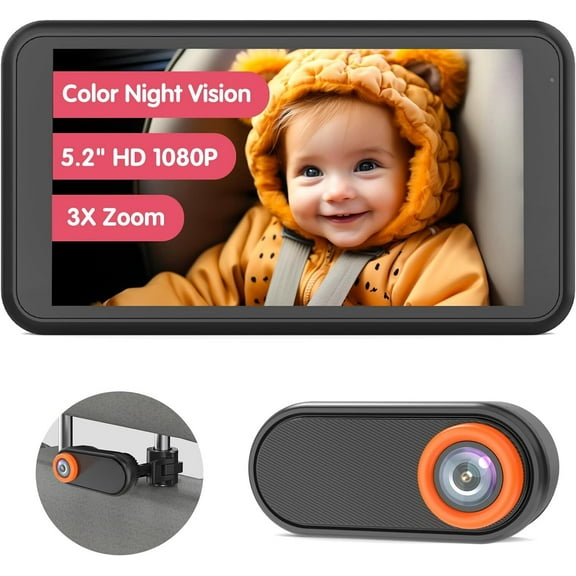 5.2" 1080P Baby Car Camera Full-Color Night Vision for Back Seat Rear Facing BM2