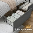 thumbnail image 4 of Platform Bed Frame with Headboard & 2 Storage Drawers - Metal Slat Support, No Box Spring Needed, Easy Assembly, Grey Linen, 4 of 6