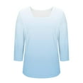thumbnail image 4 of Loopsun Womens Tops Plus Size, Womens 3/4 Sleeve T Shirts, Women's Fashion Casual Printed 3/4 Sleeve Pullover Top Light Blue XXXL, 4 of 5