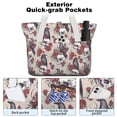 thumbnail image 2 of Tote Bag for Women - Halloween Skulls Ravens and Roses Shoulder Bag - Large Utility Work Duffle Bag with Zipper Handbag for Travel, Work, Sprots, 2 of 5