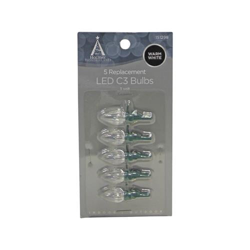 1122488 Christmas Lights LED Replacement Bulb, C3, Warm White, 5Pk