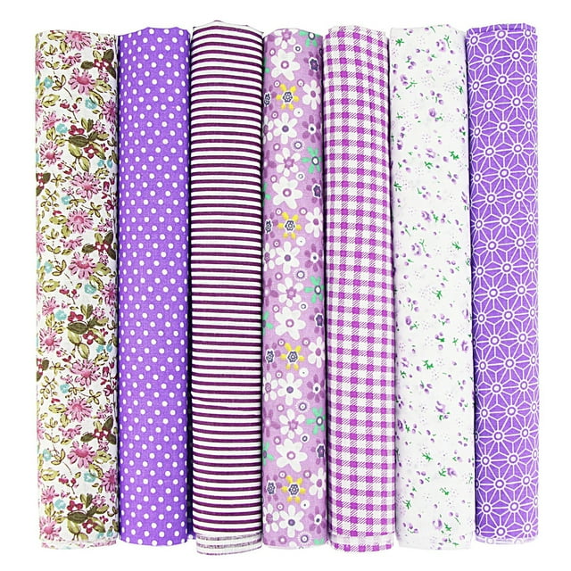 HEVIRGO 7Pcs/Set DIY Bright-colored Patchwork Cloth Cotton Beautiful Flower Pattern Sewing Cloth for Home