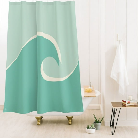 Society6 Lyman Creative Co Vintage Teal Wave Shower Curtain 71" x 74"