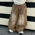 thumbnail image 7 of Boys Wide Leg Baggy Jeans Retro Khaki Denim Pants Loose Relaxed Fit Casual Trousers Khaki,5 Years, 7 of 7