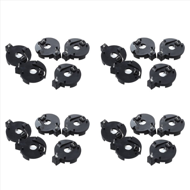 Enchufe Sostenedor de Bateria Pila de Boton Celula de Moneda CR2016 2025 2032 Negro 20 Pzs
