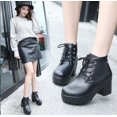 thumbnail image 5 of Nuevos botines de mujer a la moda de cuero negro, moda de otoño, piel Sexy, botas de plataforma impermeables antideslizantes para motocicleta, zapatos para mujer, 5 of 5