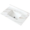 thumbnail image 2 of 37 Inch American Traditional Sintered Stone Vanity Top for Bathroom Avoid Wall Water Damage, 2 of 7