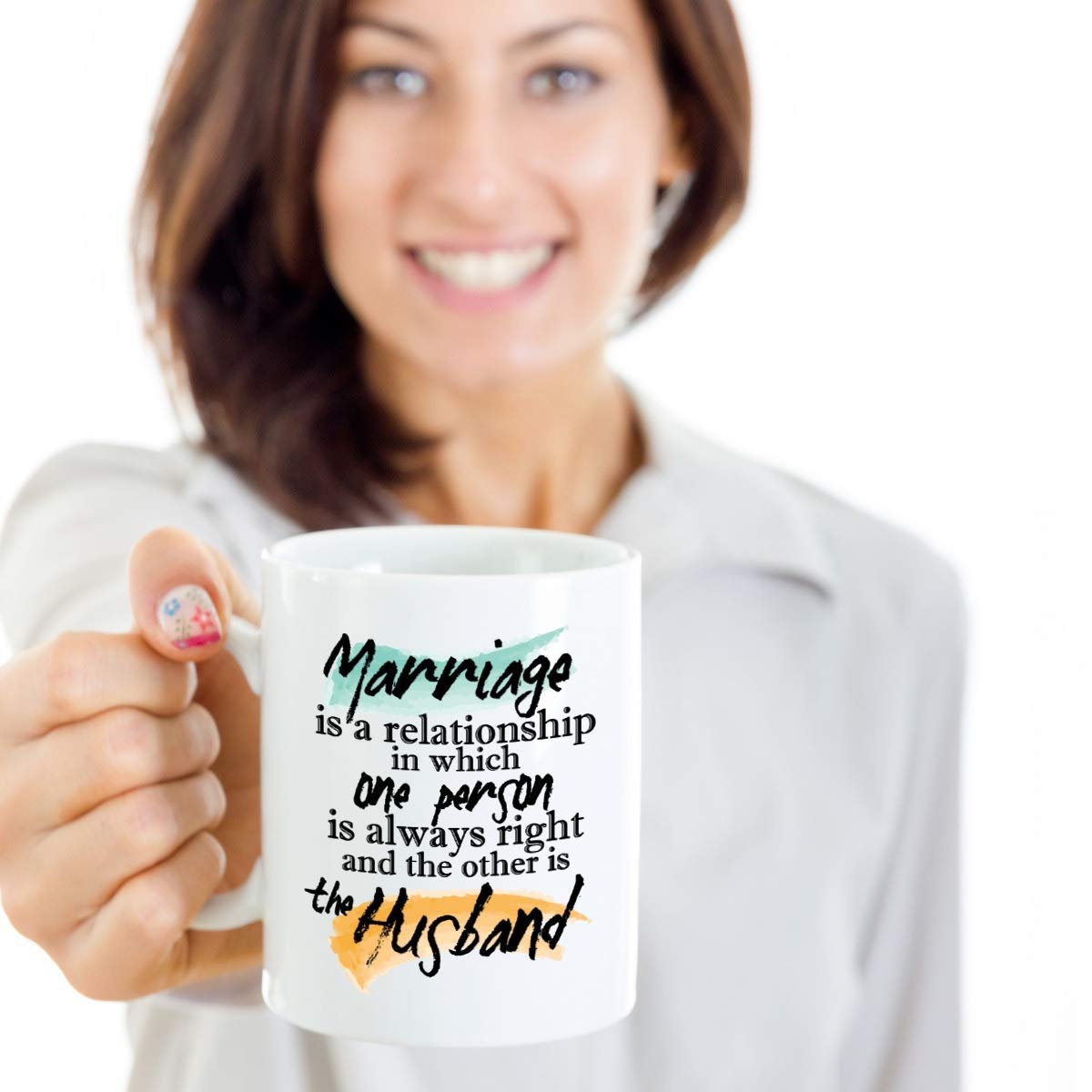 Marriage Is A Relationship In Which One Person Is Always Right Quotes Coffee & Tea Gift Mug Stuff And Funny Wedding Day, Anniversary Or Milestone Gifts For A Couple, Wife, Husband, Bride & Groom - image 3 of 4