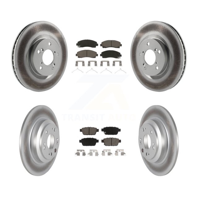 Transit Auto Front Rear Coated Disc Brake Rotors and Ceramic Pads Kit for Car 2009-2014 Acura TL KGC-100817