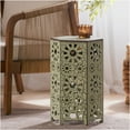 thumbnail image 5 of JERFIT 12 Inch Round Side Table for Patio, Green Metal End Table with Sunburst Design, Small Accent Table for Outdoor Garden, Poolside, Balcony or Living Room, 5 of 9