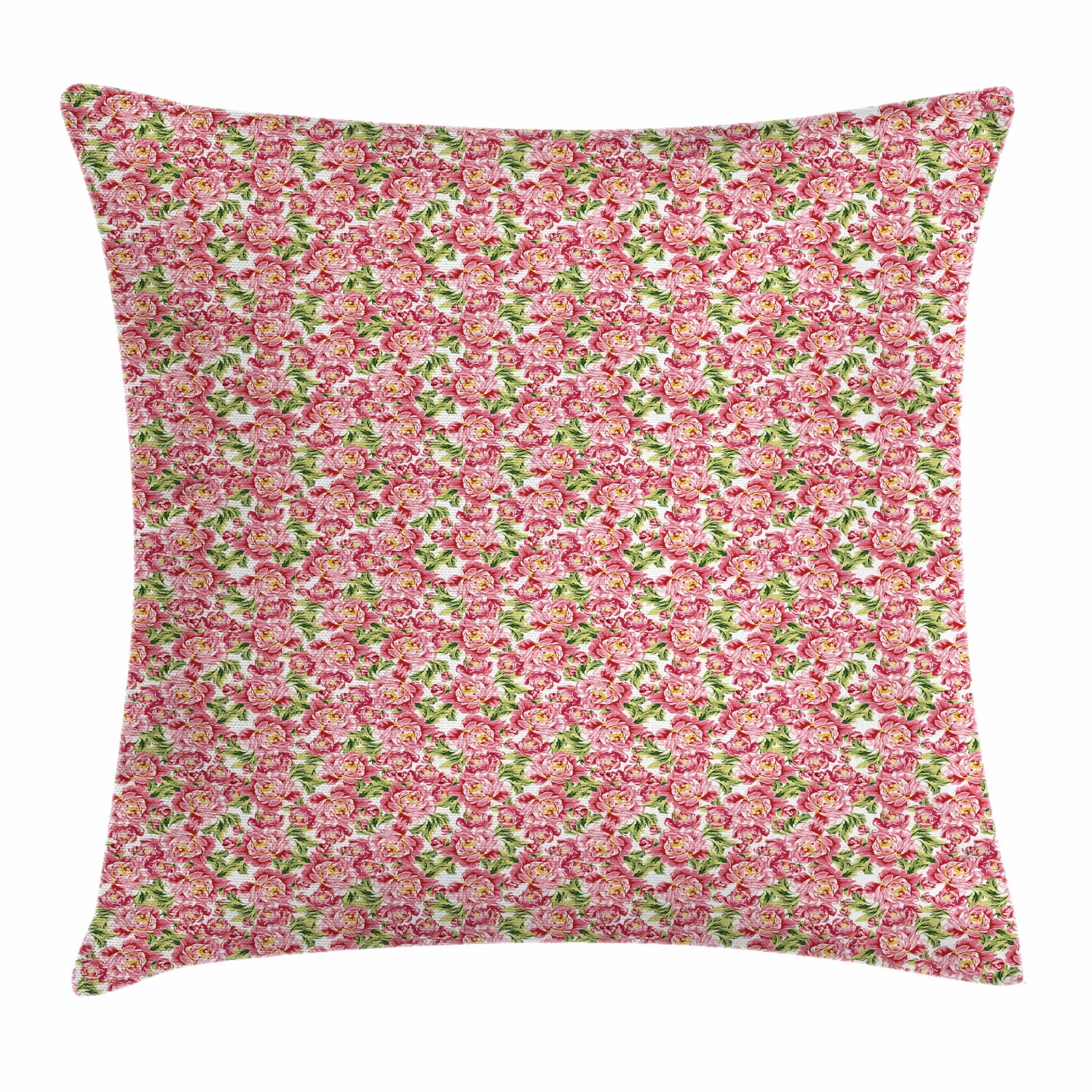 Romantic Throw Pillow Cushion Cover, Vintage Inspired Peonies with