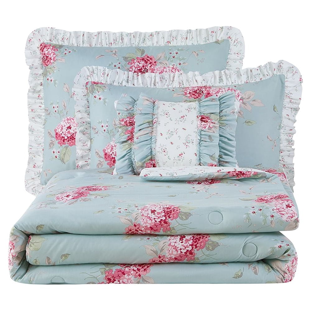 Simply Shabby Chic Belle Hydrangea 3-Piece Soft Washed Microfiber Comforter Set, Twin