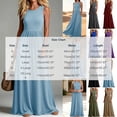 thumbnail image 3 of Bxsruta Womens Maxi Dress Casual Long Flowy Summer Sundress Sleeveless Crew Neck Pleated Dresses, 3 of 8