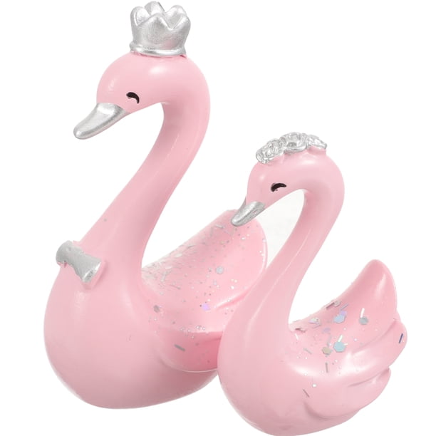 KAKOWELY 2 piezas de cisne de resina para decoración de bodas, manualidades de cisne, adorno de cisne para coche