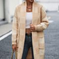 thumbnail image 6 of IROINNID Cardigan for Women Open Front Savings Lightweight Outerwear Loose Plaid Color Matching Knitted Cardigan Casual Overcoat,Beige, 6 of 9