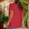 thumbnail image 5 of Summer Plus Size Tops For Women V-neck Short Sleeve Casual Loose Fit Solid Color Womens Trendy Summer Shirts Red Size XXXL Women's Tops On Sale Under $6 Mothers Day Gifts, 5 of 9