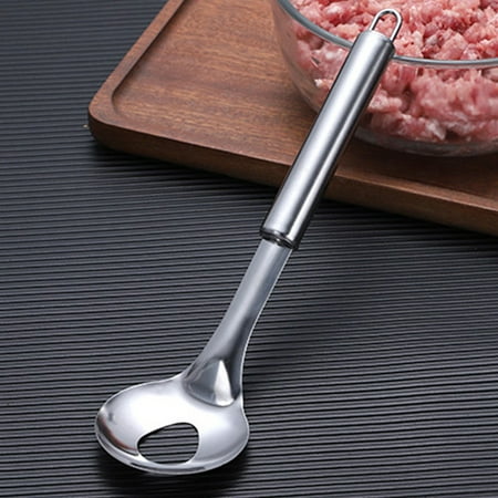 

opvise Anti-stick Meatball Scoop Fall-resistant Stainless Steel Portable Hollow Smooth Maker Spoon for Kitchen B