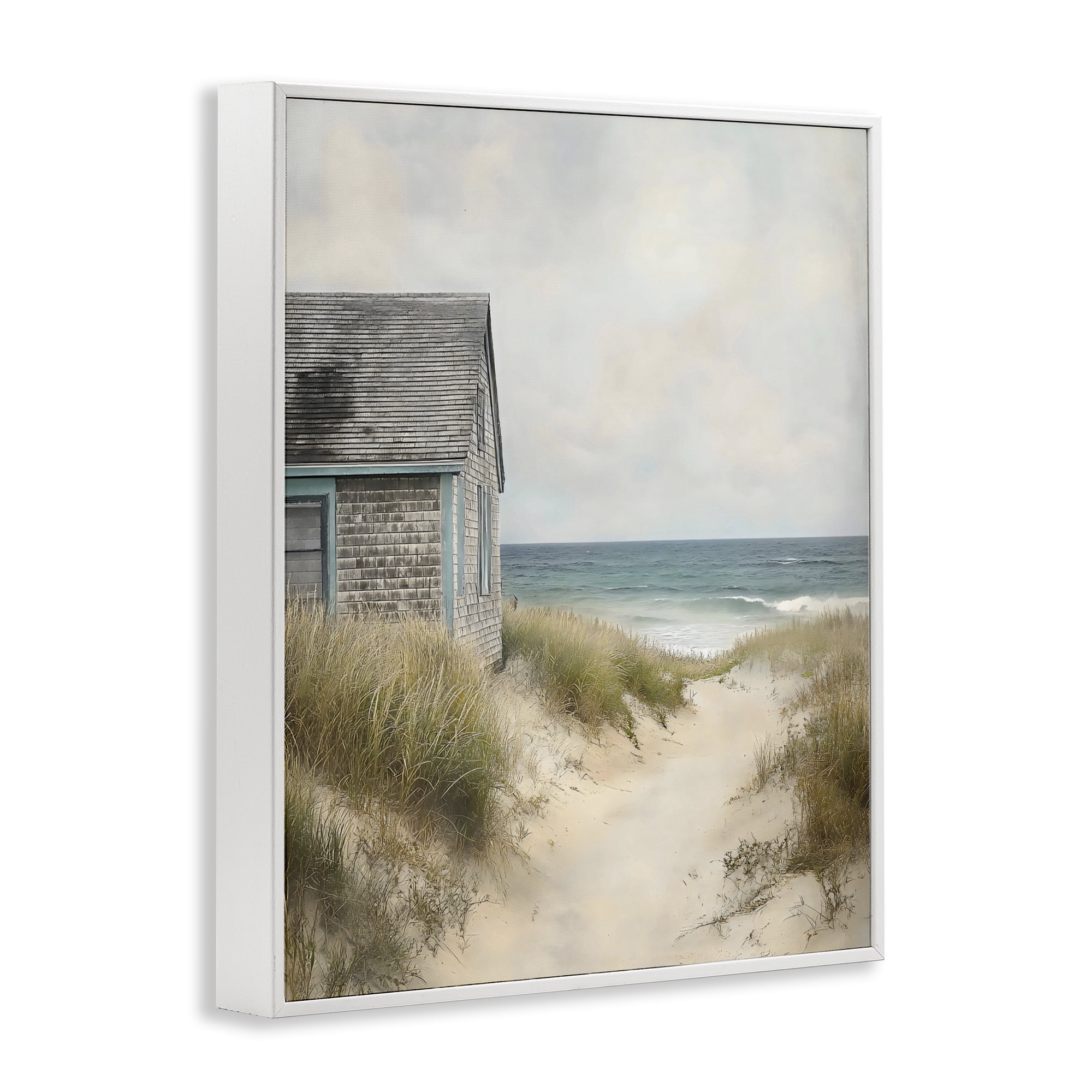 Stupell Industries Oceanfront Cottage on Dune Path White Framed Giclee Art, design by Creative Studio