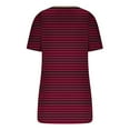 thumbnail image 3 of Lovskoo 2024 Striped Shirt Women Summer Tops Casual Scoop Neck Short Sleeve Color Block Trendy Pullover Button Up T Shirts Blouse Burgundy 2XL, 3 of 5