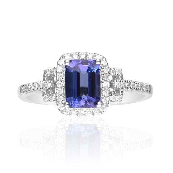Gin & Grace 14KT WG Tanzanite and Diamond Accent Ring.