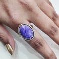 thumbnail image 4 of Natural Charoite Ring, Purple Charoite Ring, Natural Birthstone, Simple Band, 925 Sterling Silver, Womens Ring, Christmas, Thanksgiving, Handmade, Statement Jewelry, Natural Gemstone Ring, 4 of 6