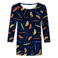 thumbnail image 4 of Outfmvch Chemises Mardi Gras pour Femmes, Manches 3/4 Hauts pour Femmes, Tenue Mardi Gras pour Femmes, Blouses pour Femmes, Hauts d'Entraînement pour Femmes, Tunique Graphique de Carnaval Manches 3/4 Col Rond Blouse Violette 2TG, 4 of 4