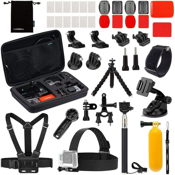 Luxebell Action Camera Accessory Kit for GoPro Hero Black Silver 12 11 10 9 8 7 6 5 4 Session Max Akaso Xiaomi Accessories Tripod Head Chest Bike Mount With Case