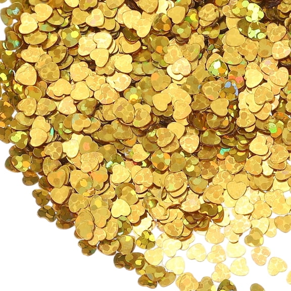Uxcell 1.94oz(55g) Heart Glitter Confetti, 3mm Art Craft Glitter Holographic Sequins Table Confetti Laser Sequins for Crafts DIY Nail and Party Wedding Festival Decoration, Laser Gold