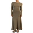 thumbnail image 1 of Women Autumn Solid Color Long Sleeve Hollow Drawstring Party Dress, 1 of 9
