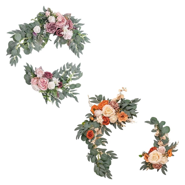 electronicmall2017 Arreglo floral de flores artificiales estilo granja para Rosa Púrpura Naranja Rosa