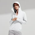 thumbnail image 4 of YUGYXL Women's Sun Protection Hoodie Jacket Lightweight Long Sleeve Zip Up Hooded Coat Breathable Hiking Outdoor Shirts White XXXXL, 4 of 8