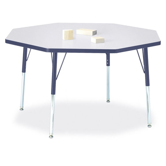 Octagon Activity Table - 48" X 48", A-height - Freckled Gray/Navy/Gray