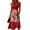 Red, variant on Women's Independence Day 250 Years Anniversary Patriotic Dress Sleeveless Round Neck Casual Plaid and Floral Print Midi Length Comfortable Fit 4th of July USA Flag Summer Dress Beige L