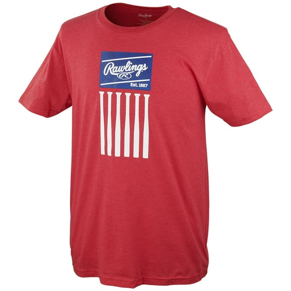 Rawlings Men's Bat Flag Baseball T-Shirt Scarlet M