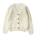 thumbnail image 2 of NAISIBABY Boys Cardigan Sweater, Long Sleeve Buttons V-Neck with Pockets Casual School Uniform Knit Outwear White 5T, 2 of 9