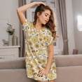 thumbnail image 3 of Lsque Honey Honeycomb Pattern Nightgowns for Women Sleep Shirts Short Sleeve Nightshirt Pullover Nightdress Soft Sleepwear Relaxed Fit Nightdress, 3 of 6