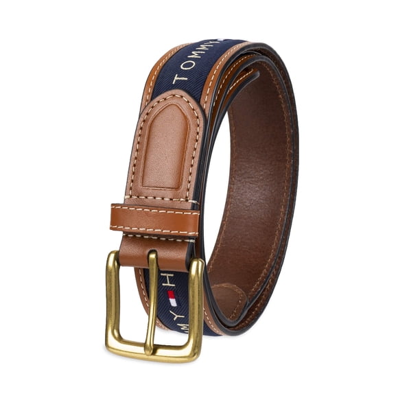 Cinturón Tommy Hilfiger de tela con incrustaciones de cinta azul marino para hombre