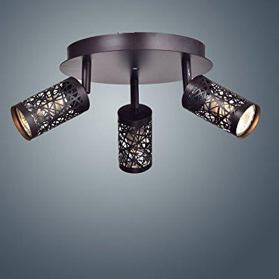 Light Steel Ceiling Spot Light - yobo lighting vintage 3-light gu10 ceiling spot track light, oil rubbed bronze